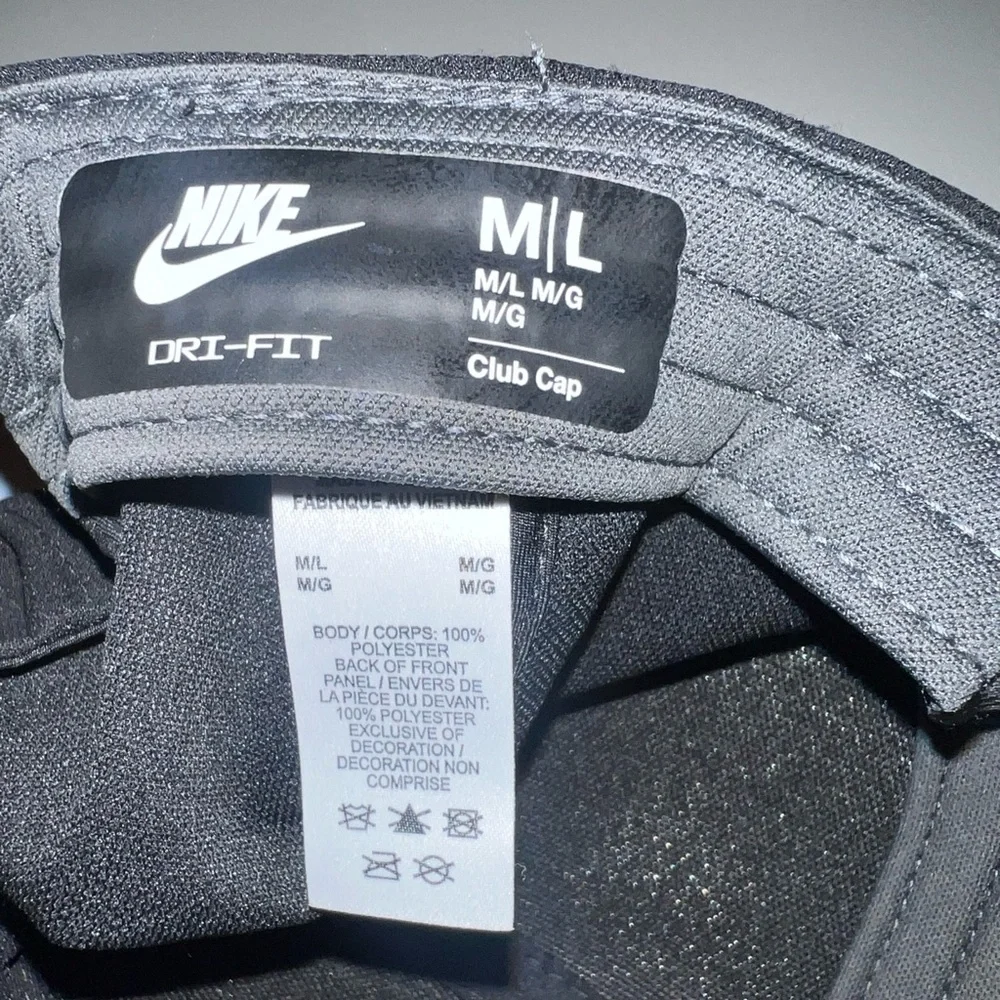 Nike Dri Fit Club Cap Structured Swoosh Hat Size M/L Black